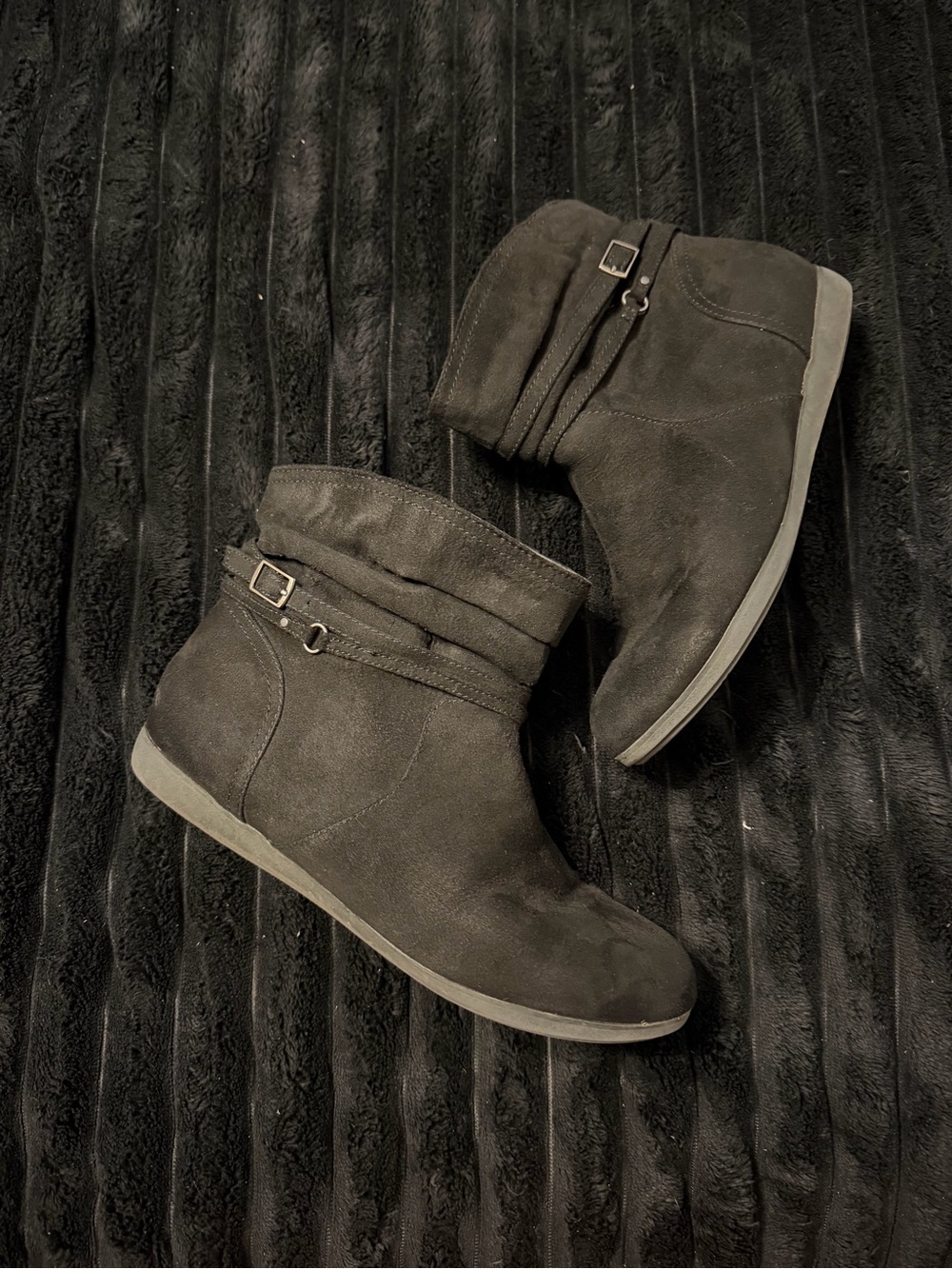 Women's Ankle Boot with Buckle Strap - Black